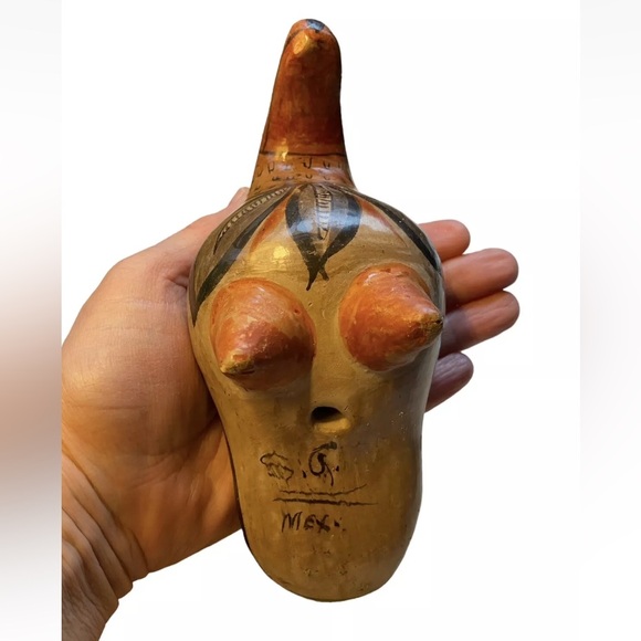 Vintage Mexican Tonala Clay Pottery Bird Signed Simeon Galvan Hand Painted 🐧 - Picture 6 of 9